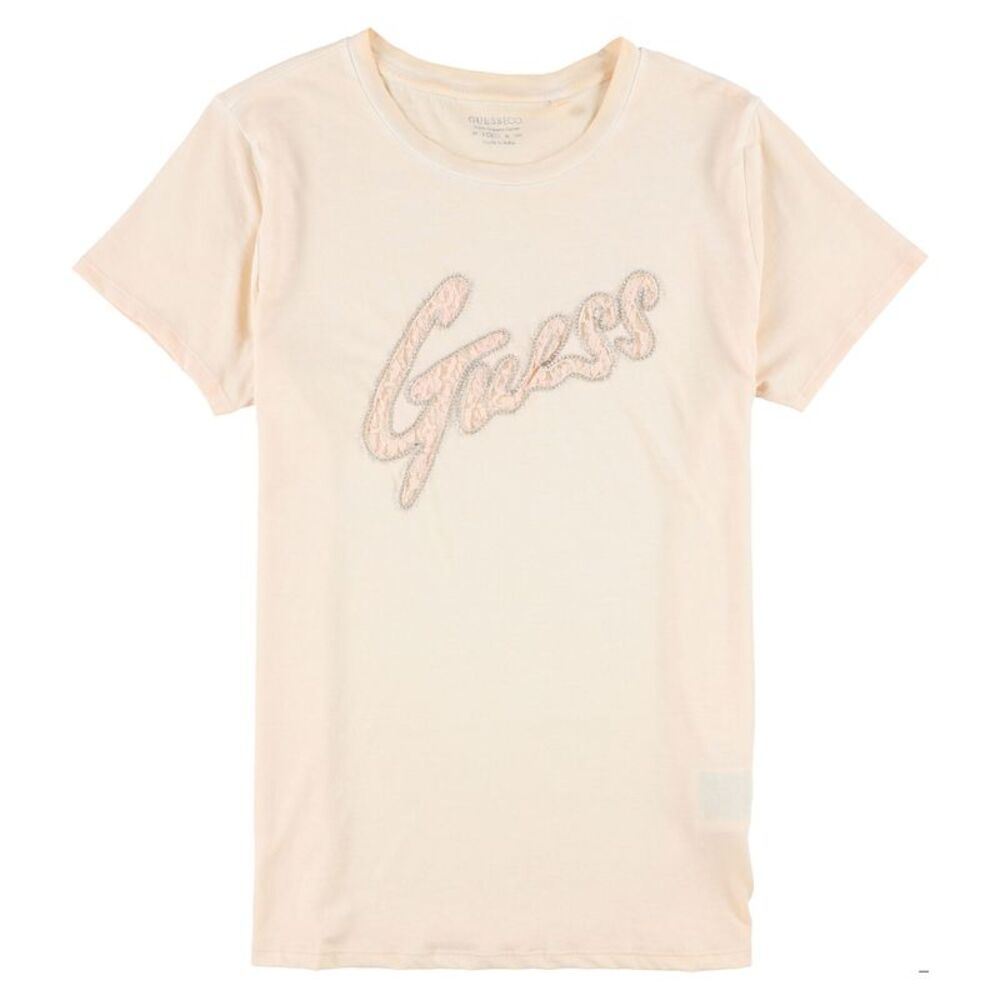 GUESS Womens Lace-Logo Embellished T-Shirt, NWT
